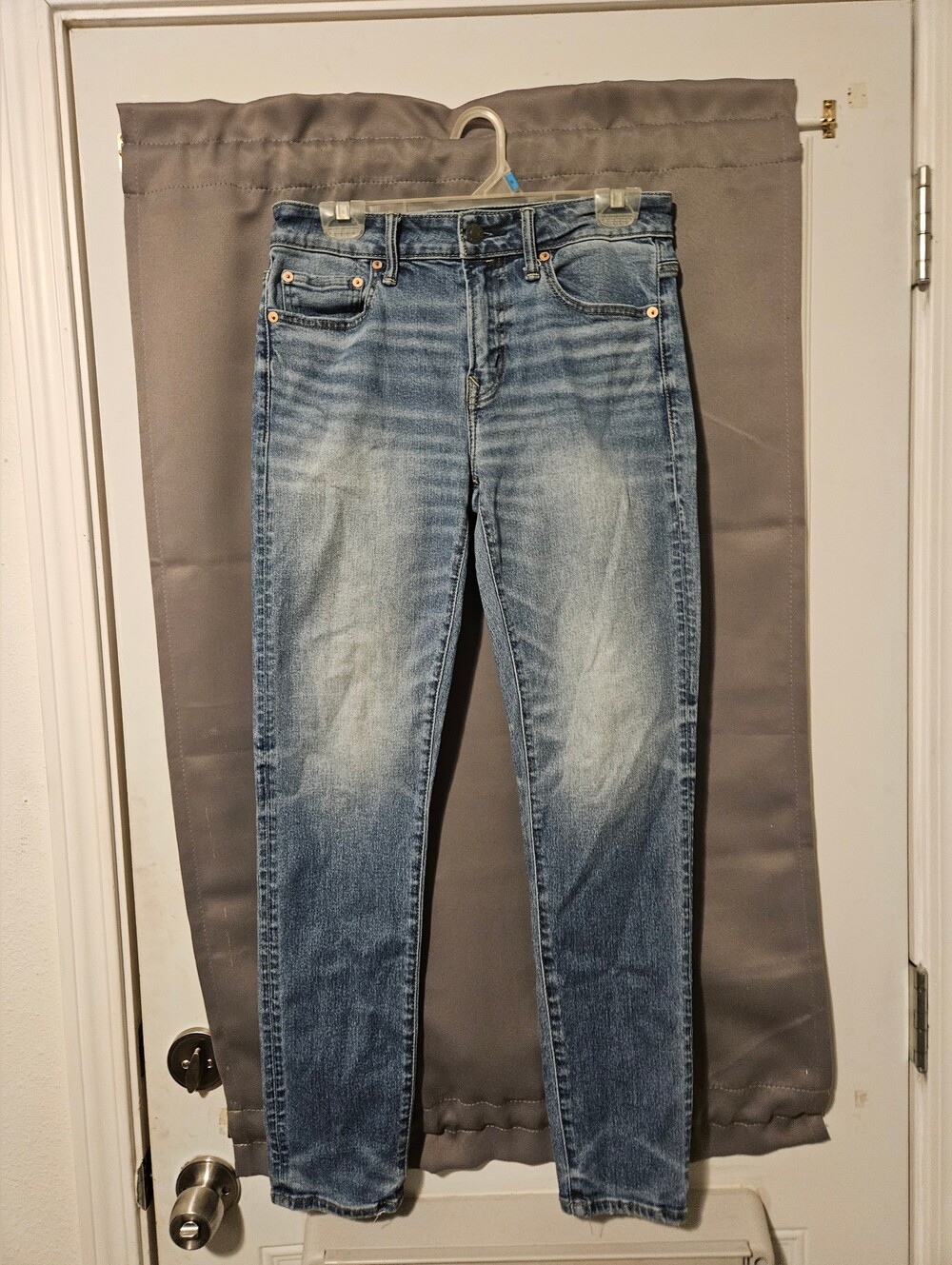 American Eagle Athletic Skinny Airflex+ Mens Blue Distressed Stretch Jeans 30x30